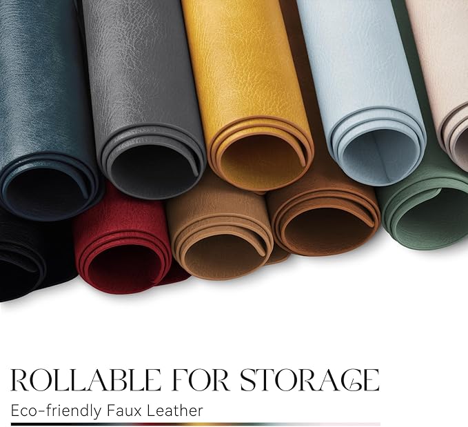 MOSAYT Vinyl Placemats Set of 8-12 X 17 Inch - Faux Leather 100% Waterproof Oil-Proof Wipeable PU Place Mats, Heat Resistant Reversible Table Mats for Kitchen, Dining, Outdoor (Yellow)