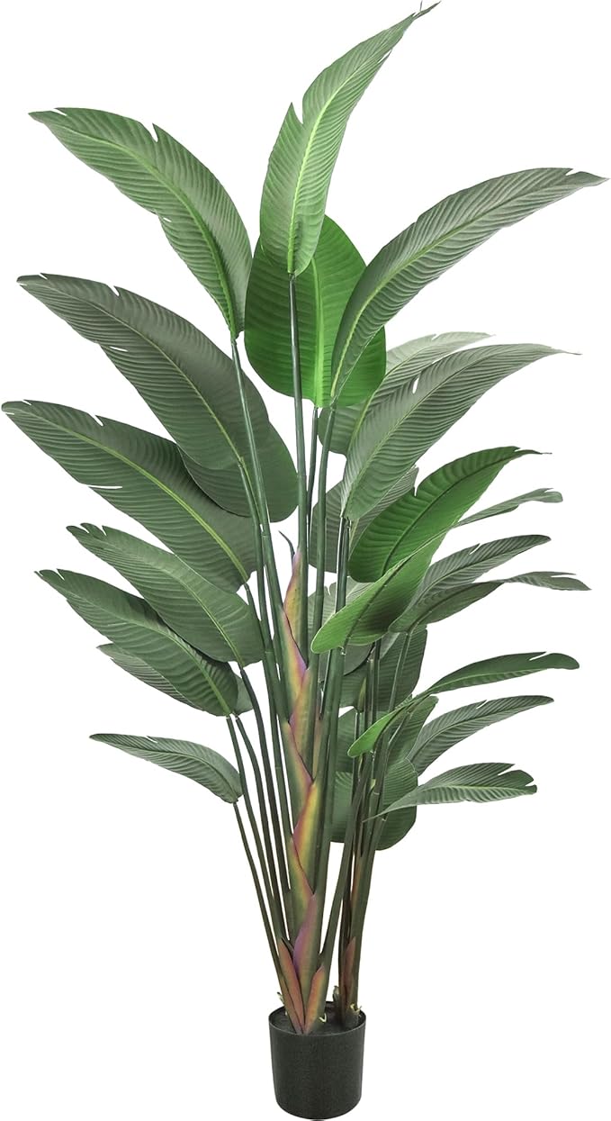 9FT Artificial Bird of Paradise Tree(108in) Tall Faux Plant with Large Trunks and Realistic 25 Leaves, Fake Tropical Floor Potted Artificial Plants for Home Office Indoor Decor (9feet,1Pack)