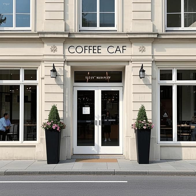 GreenShip 27" Tall Planters, Set of 2 – Black Outdoor Planter for Front Porch & Tall Plants, Weather-Resistant, with Drainage Hole & Rubber Plug (No Plants Included) (Black-2pcs)