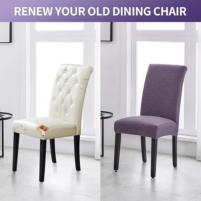 Joccun Chair Covers for Dining Room Set of 6,Dining Chair Slipcovers Stretch Dining Room Chair Covers Seat Protector,Washable Parsons Chair Cover for Home,Banquet(Grapeade,6 Pack)