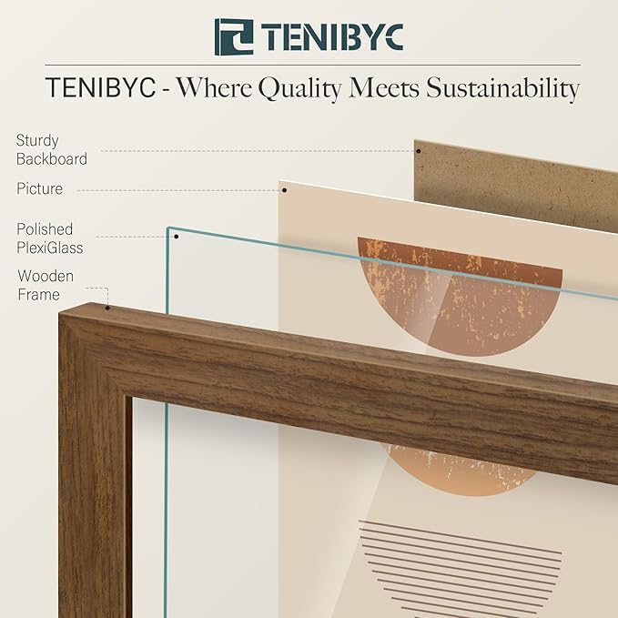 18x24 Poster Frame 3 Pack - Brown Woodgrain, Wood Picture frame, Gallery Picture Frame - Wall Hanging