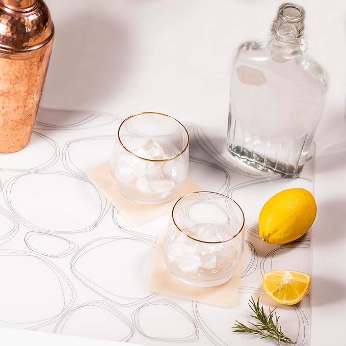 modern-twist Pebbles Print-100% Plastic Free Silicone Tabletop, Dining, Decoration, Modern Design, Placemat Rectangle, Black