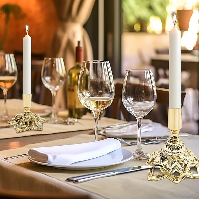 Candlestick Holders,Taper Candle Holder for Candlesticks Gold Plated Candle Metal Stick Candle Holders for Fireplace,Party, Dining,Wedding Decor,Fits 3/4 inch Thick Candle(Set of 2Pcs)