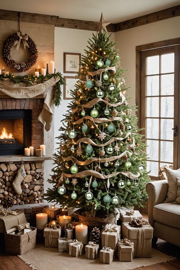 50pcs Christmas Ball Ornaments Green Small Shatterproof Christmas Tree Decorations Xmas Tree Ornaments Balls with Hanging Loop for Wedding Holiday Party Wreath Home Decor