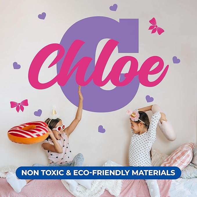 CRYPTONITE Multiple Font Personalized Name & Initial Vinyl Wall Decals I Nursery Wall Decal for Baby Boy & Girl Decoration I Stickers for Kids I Multi-Size with Glitter Optional