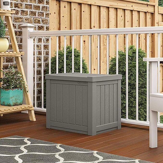 Suncast SS500ST 22 Gallon Small Resin Outdoor Patio Storage Deck Box (4 Pack)