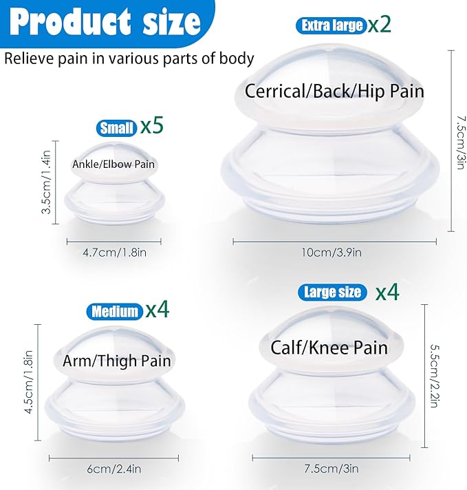 15pcs Cupping Therapy Set-Professional Silicone Cupping, Suitable for Facial Body Massage/Deep Myofascial Release/Pain Relief/Muscle Relaxation & More (Clear,15pcs)