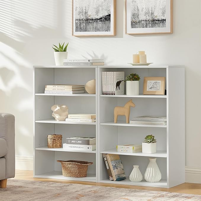 71 Inch Tall 8-Shelf Bookcase, Wood Bookshelf Storage Organizer Adjustable Shelf for Home Office Living Room, Converts into Two 4-Shelf Bookshelves, White