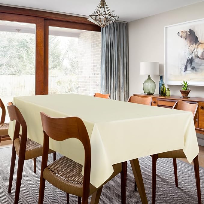 sancua 2 Pack Beige Tablecloth 54 x 78 Inch, Rectangle 4 Feet Table Cloth - Stain and Wrinkle Resistant Washable Polyester Table Cover for Dining Tables, Buffet Parties and Camping