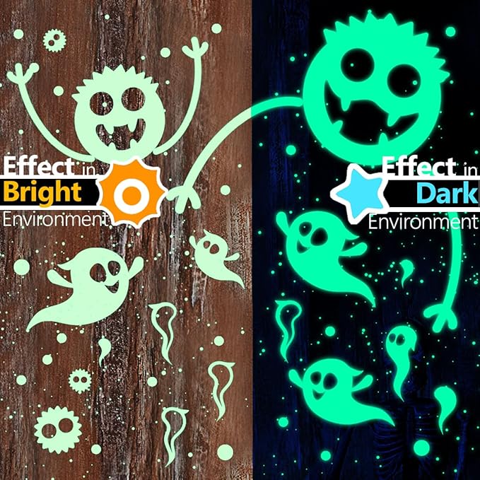 Halloween Decorations Indoor Decor - Glow in The Dark Spider w/Ghost Decor Stickers - Halloween Wall Decorations Stickers for Room Decor Haunted Mansion Decor for Kids Room