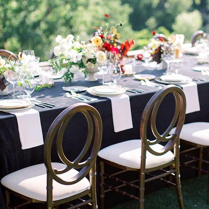 sancua 8 Pack Black Tablecloth 60 x 84 Inch, Rectangle Table Cloth for 4ft Tables - Stain and Wrinkle Resistant Washable Polyester Table Cover for Dining Wedding Banquet Party Buffet Restaurant