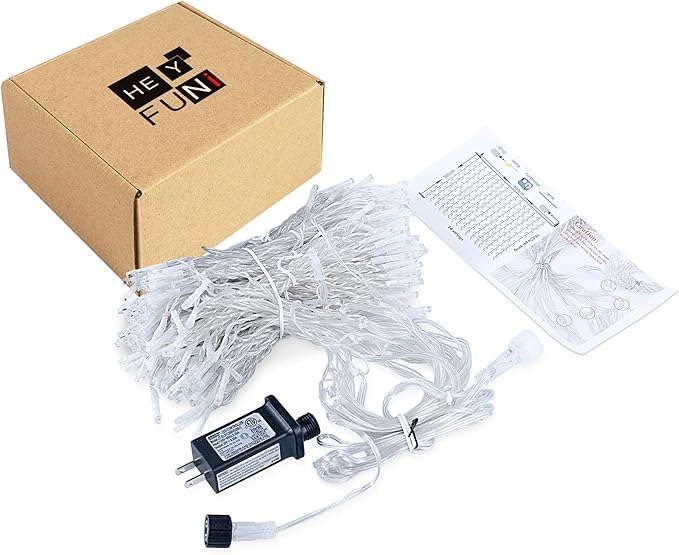 HEYFUNi 304 LED Curtain Lights Outdoor, 9.8Ft*9.8Ft Hanging String Lights Plug in with 8 Modes, Connectable Curtain Fairy Lights for Bedroom, Dorm, Christmas, Wall, Backdrop, Wedding Decor, White