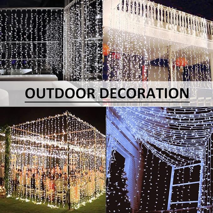 Solhice LED Curtain Lights Outdoor 30ft x10ft Cool White, 720 LED Plug in Hanging Christmas String Lights Indoor, Twinkle Light Backdrop for Outside Backyard Wedding Bedroom Decor (Not Connectable)