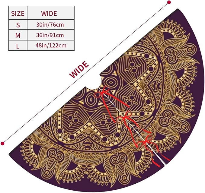 36" Dark Amethyst Purple Mandala Star Christmas Tree Skirt Tree Mat Base Cover for Xmas Festive Holiday Party Decoration Ornaments