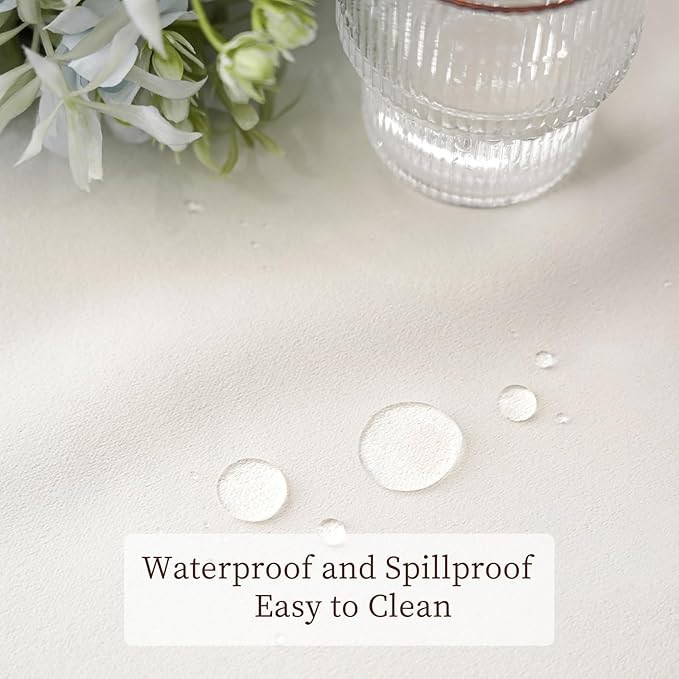 Rectangle Table Cloth 72''x54'' - Waterproof Heavy Thick Table Cover, Plain Weave Fabric Tablecloth for Kitchen Dining Room Wedding Party Tables Decor- Cream