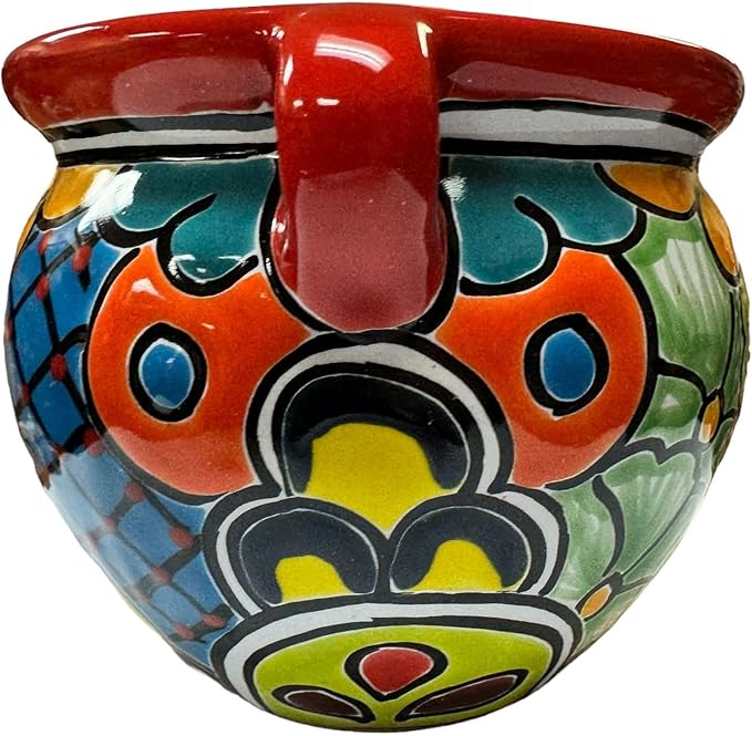 Talavera Michoacana Planter Pot Folk Art Mexican Pottery Indoor Hand Painted Outdoor Home Decor Multicolor Handmade 8"