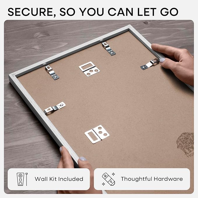 Homeforia 16x16 White Picture Frame, High End Oak 16 x 16 Square Wood Frames with Mat 12 by 12 inches Photo, 16by16 White Wooden Poster Frames Matted to 12x12 Print, Tempered Glass, Wall Kit, Set of 1