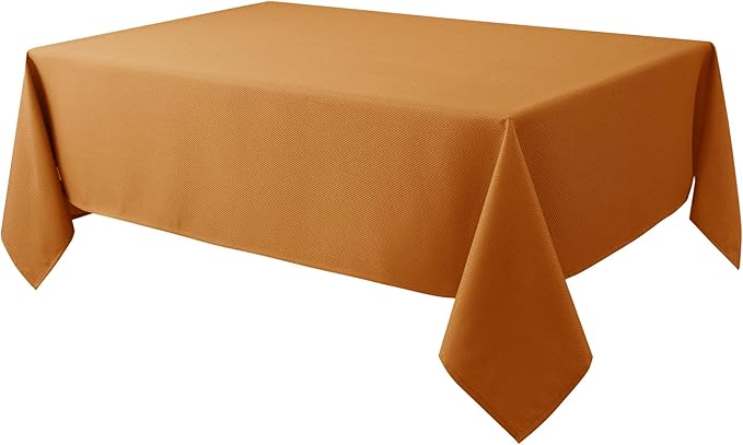 Biscaynebay Fall Tablecloth Textured Fabric 52x70 Inch Rectangular, Bronze Thanksgiving Autumn Harvest Water Resistant Fabric Tablecloths for Kitchen, Dining, Wedding, Parties Machine Washable