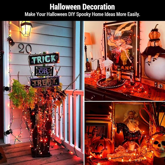 BrizLabs Orange Lights, 150 Counts 34.8ft Incandescent Halloween Lights Connectable, UL Certified Orange String Light, Mini Light Set for Indoor Outdoor Halloween Christmas Tree Party Decor