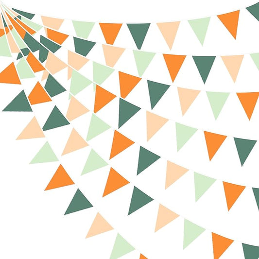 32Ft Little Cutie Baby Shower Decorations Orange Sage Green Fabric Pennant Triangle Banner Party Flag Streamer Garland for A Little Cutie is On The Way Birthday Orange Gender Reveal Party Decoration