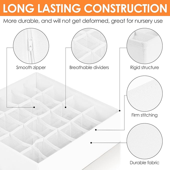 12 Pack Drawer Organizers for Clothing, 116 Large Compartments Fabric Dresser Closet Organizers and Storage Bins for Baby Clothing, Women Men Underwear Socks, Bra, Ties, College Dorm Room Essentials