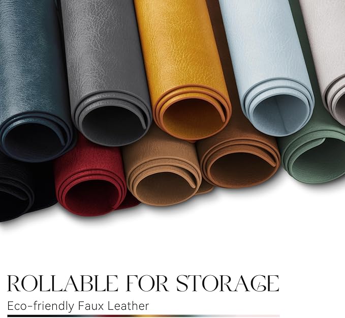 MOSAYT Vinyl Placemats Set of 6-12 X 17 Inch - Fall Faux Leather 100% Waterproof Oil-Proof Wipeable PU Place Mats, Heat Resistant Reversible Table Mats for Kitchen, Dining, Outdoor (Reddish Brown)