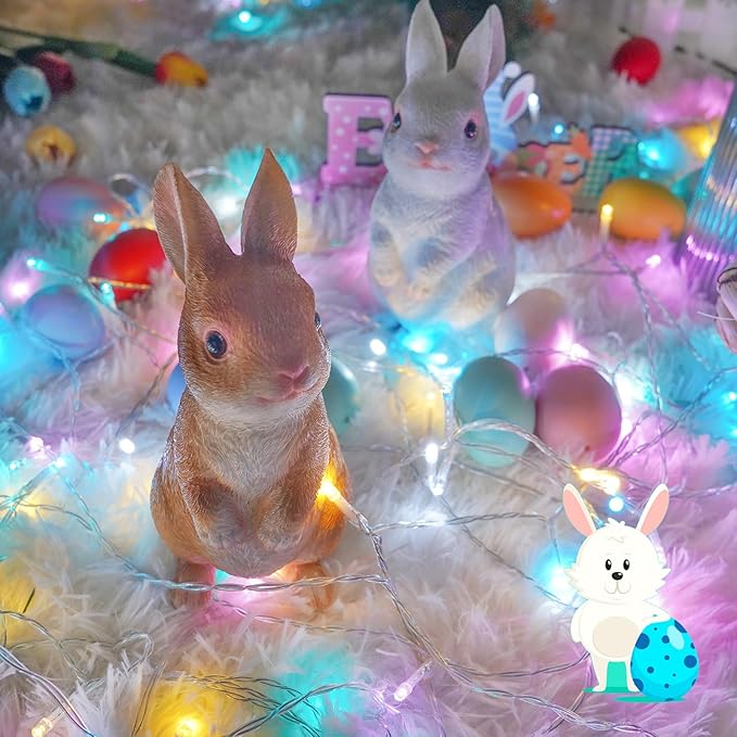 Easter Lights Battery Operated Fairy Lights, 2 Pack 33FT 100LED Multicolor easter String Lights, 8 Modes Waterproof Pastel Light Indoor Outdoor, Twinkle Lights for Room Garden Party Easter Decorations