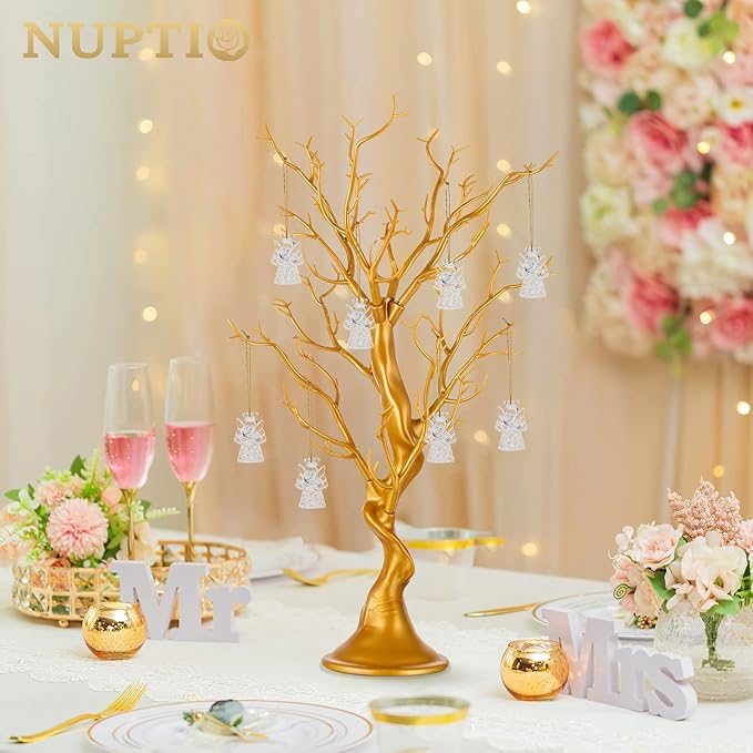 Nuptio Gold Christmas Tree Branch Artificial 22.8 inch Tall Manzanita Tree Centerpiece Wedding Centerpieces for Tables, Decorative Ornament Display Tree Branches for Decoration Weddings (1 Pc)