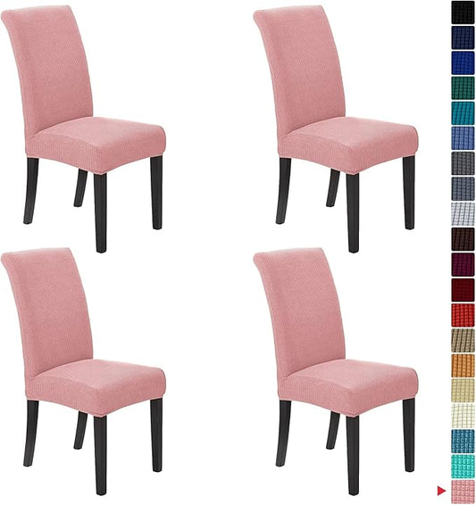 Howhic Stretch Chair Covers for Dining Room Set of 4, Removable Washable Dining Room Chair Covers, Dining Chair Slipcovers Seat Protector, Great for Home Decor and Banquet (Dusty Pink, 4 Pack)