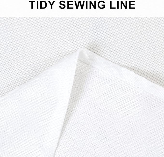 Hiasan Round Linen Table Cover 50 Inch - Wrinkle and Stain Resistant Washable Polyester Fabric Table Cloth for Dining Room Kitchen Party, White