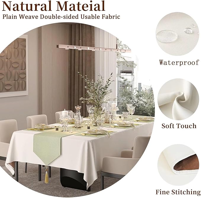Table Cloth for Rectangle Tables, Waterproof Washable Double-Sided Tablecloth, Soft Thick Classic Table Cover for Dining, Wedding, Party Decorations - 60 x 120 Inch, Cream