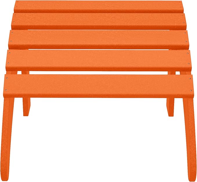 WestinTrends Outdoor Ottoman, Patio Adirondack Ottoman Foot Rest, All Weather Poly Lumber Folding Foot Stool for Adirondack Chair, Widely Used for Outside Porch Pool Lawn Backyard, Orange