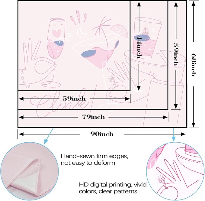 Lunerfex Y2K Tapestry Pink Party Wall Tapestry, Cute Tapestries for Bedroom Funny Tapestries Wall Hanging for Bedroom Living Room Decor Pink-2 44"x60"