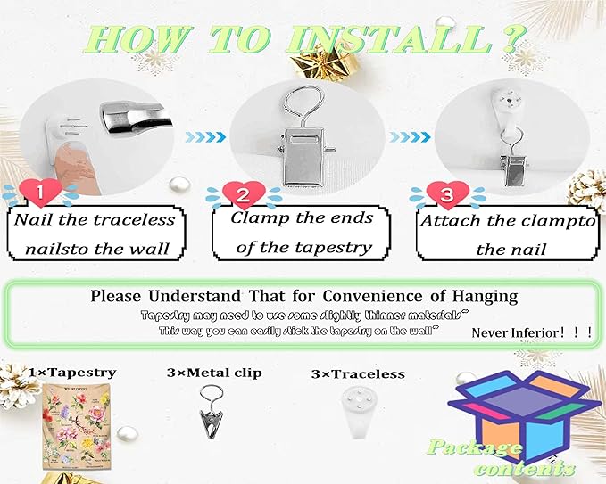 dueeia Vintage Floral Tapestry Wall Hanging Wildflowers Colourful Flower Boho Butterfly Tapestries for Bedroom Aesthetic Living Room Wall Decor (59.1"x51.2")