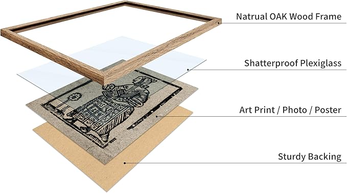 Poster Master Vintage Woodcut Poster - Retro Medieval Print - Gift for Gothic, Horror Fan - Witch Holding a Plant, Magic, Spell, Herbalist - Wall Decor for Bedroom, Dorm, 8x10 Beige Framed