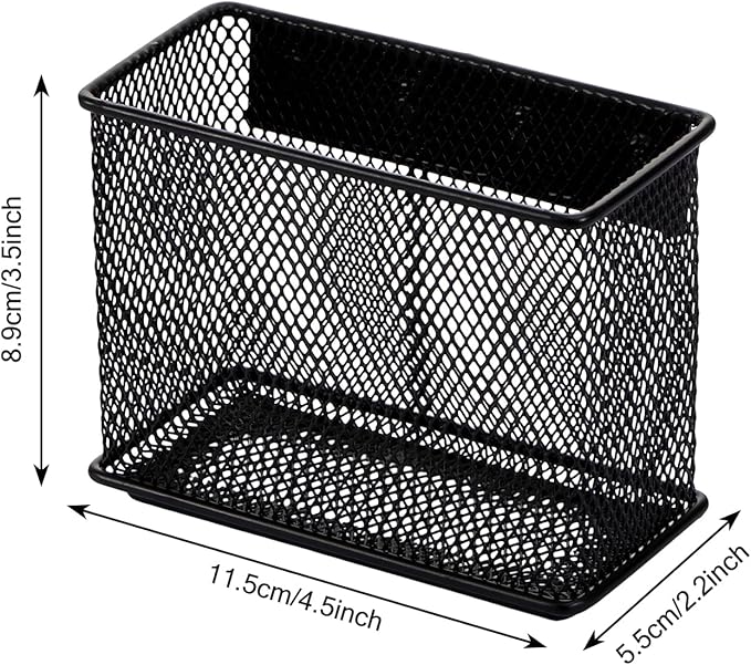 4.5' × 2.2'' × 3.5'' Magnetic Basket for Whiteboard Black Magnetic Basket for Fridge Magnetic Organizer Holder with 4 Strong Magnets Magnetic Holder for Refrigerator Locker,Set of 4