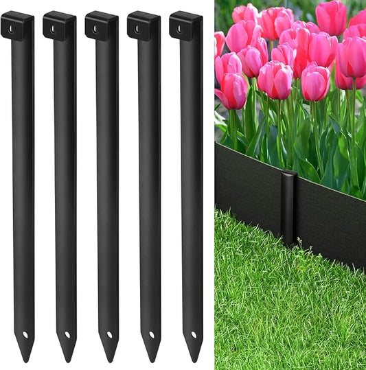 Landscape Edging Metal Stakes - 60 Pcs, 10 Inch Garden Landscape Stakes, High Carbon Steel Landscape Anchoring Stakes for Flowerbed Edging, Outdoor Tent and Landscape Edging Coil
