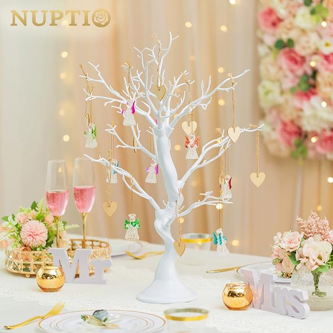 Nuptio White Christmas Tree Branch Artificial 22.8 inch Tall Manzanita Tree Centerpiece Wedding Centerpieces for Tables, Decorative Ornament Display Tree Branches for Decoration Weddings (1 Pc)