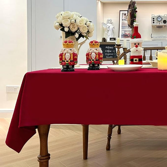 Rectangle Christmas Tablecloth, Waterproof Washable Luxurious Wool Velvet Table Cloth, Rectangle Table Cover for Kitchen, Dining, Party, Holiday (72''x54'', Red)