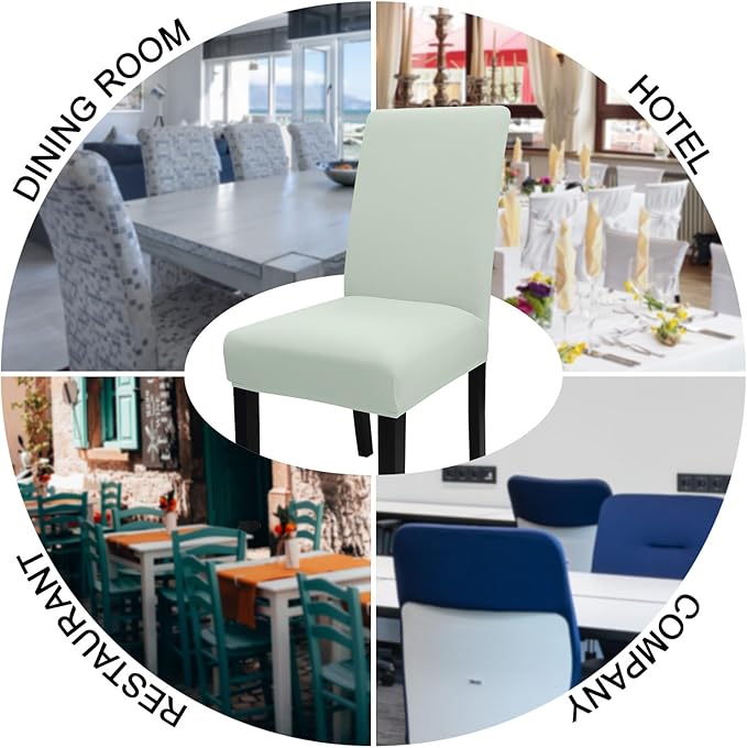 JQinHome Smoke Green Chair Covers for Dining Room Set of 6, High Stretch Removable Washable Parsons Chair Slipcover for Home Party Hotel Wedding Ceremony (6PCS,Smoke Green)