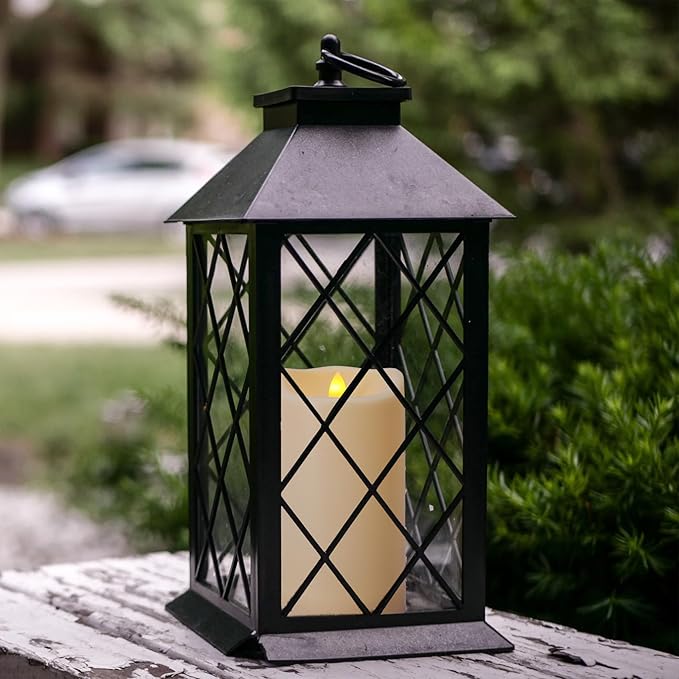 Large Outdoor Waterproof Flameless Candles with Remote and Timers, Battery Operated LED Flickering Pillar Candles, Long-Lasting, Ivory Plastic, D 4" x H 6", 1 Pack