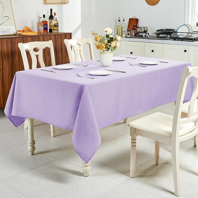 IVAPUPU Textured Linen Table Cloth for Rectangle Table - Purple Tablecloths Rectangular Waterproof Wrinkle Free Wipeable Dining Table Cover for Spring Wedding Birthday Kitchen Decor, 60 x 120 Inch