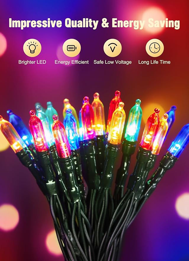 Battery Operated Christmas String Lights, 8ft 20 LED Mini Lights with Timer, Christmas Tree Lights for Indoor Outdoor Bedroom Wedding Party Holiday Xmas Decoration，Multicolor