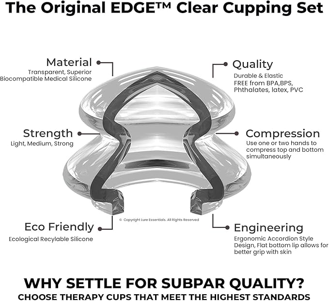 8 Edge Cups Silicone Cupping Therapy Set Professional Massage Cupping Cups for Cupping Therapy Cupping Kit for Massage, Myofascial Release, Cellulite Reduction (Lure Clear)