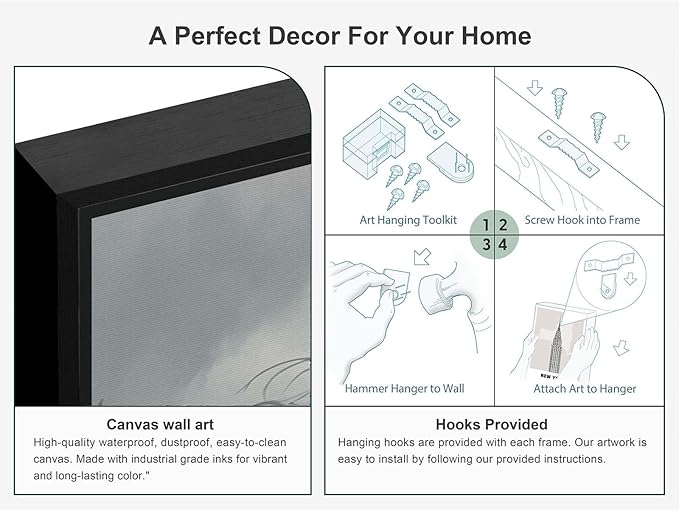 JFHCQJPK Gothic Decor Canvas Wall Art Witch in Rice Field Halloween Art Decor Print Nature Print Victorian Home Bedroom12x16in Metal blackFramed