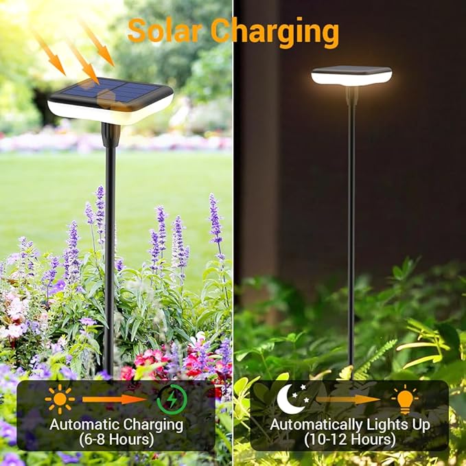 Solar Lights Outdoor Garden 4 Pack Solar Pathway Light 31" Tall Solar Landscape Lights 34LM Bright Up to 12H IP65 Waterproof Auto On/Off for Walkway Outside Yard Path Patio Lawn Flower Bed plant Decor
