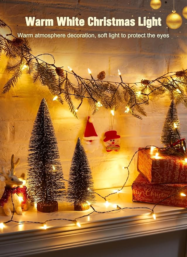 Battery Operated Christmas String Lights, 8ft 20 LED Mini Lights with Timer, Christmas Tree Lights for Indoor Outdoor Bedroom Wedding Party Holiday Xmas Decoration，Warm White