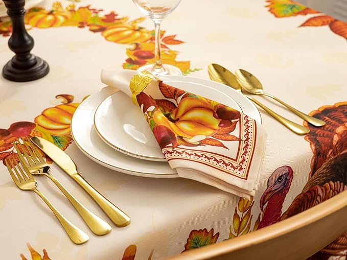 YiHomer Fall Thanksgiving Tabletop Collection for Kitchen Dining Decoration Parties Harvest, Harvest Party, Tablecloth, 52 x 70 Rectangle