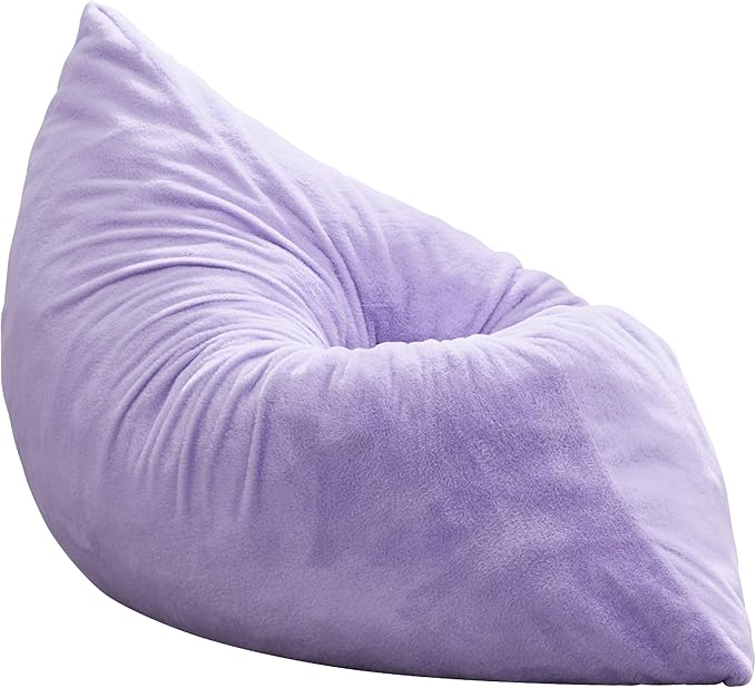 Hobestluk 3 in 1 Bean Bag Chair Giant Bean Bag Chairs for Adults with Plush Faux Fur Cover Convertible Bean Bag Floor Cushion with Machine Washable Cover for Living Room (Plush Purple)