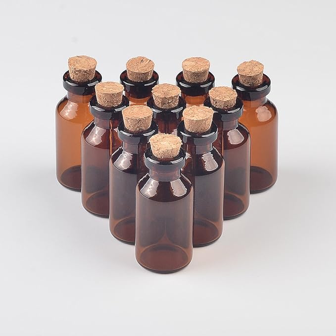 5ml Amber Glass Vials with Cork Empty Brown Tiny Glass Jars Mini Glass Bottles Vials Jars Containers 50units (50, 5ML)